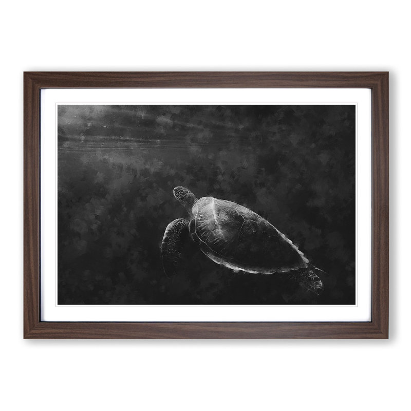 Sea Turtle - Picture Frame Painting Print, 33cm H x 45cm W x 2cm D, Walnut Framed