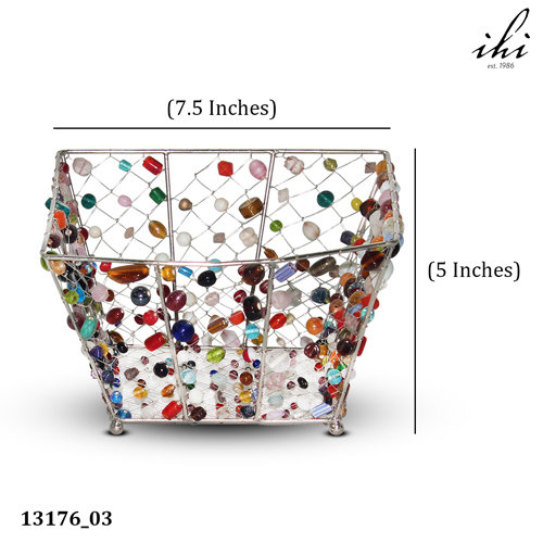 Decorative Beaded Wire Basket
