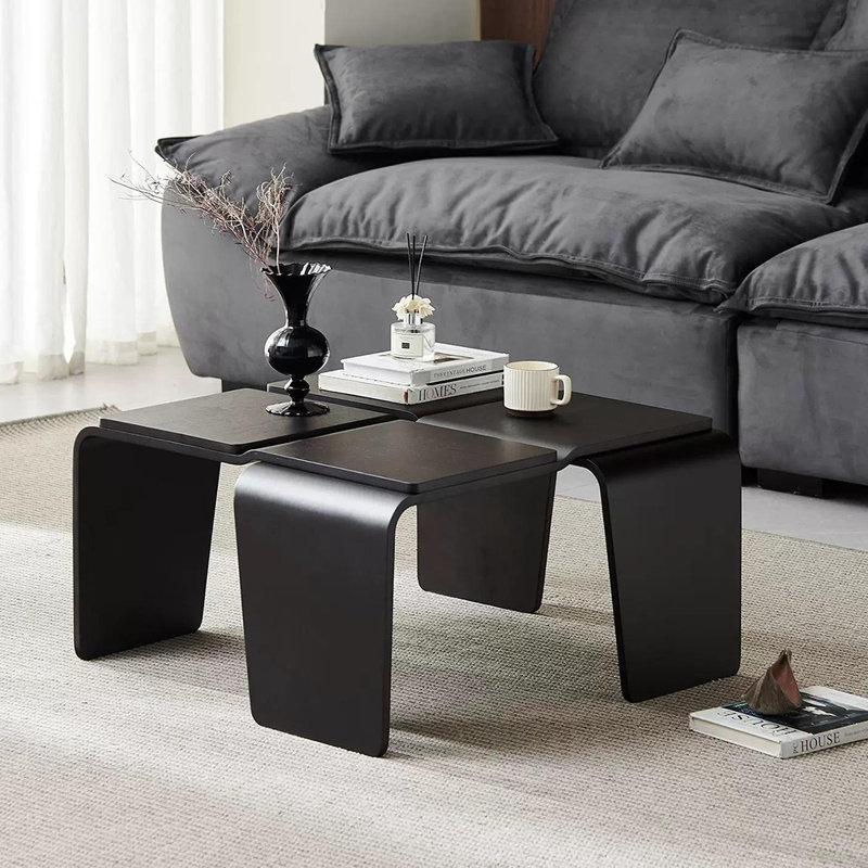 Solid wood exquisite creative simple tea table, Black