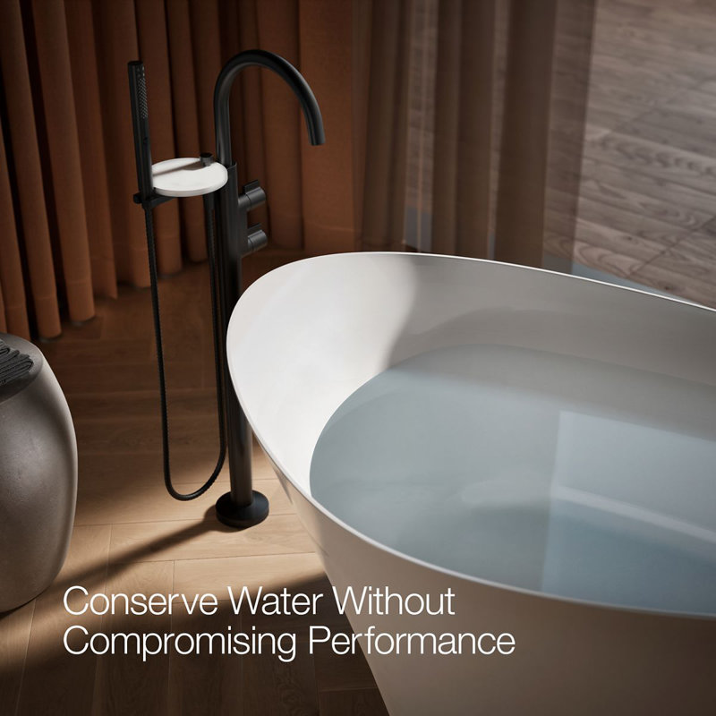 Components Floor-Mount Bath Filler Trim, Matte Black, Knob Handle