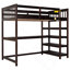 Lit mezzanine simple avec tablettes de rangement et bureau sous le lit, espresso