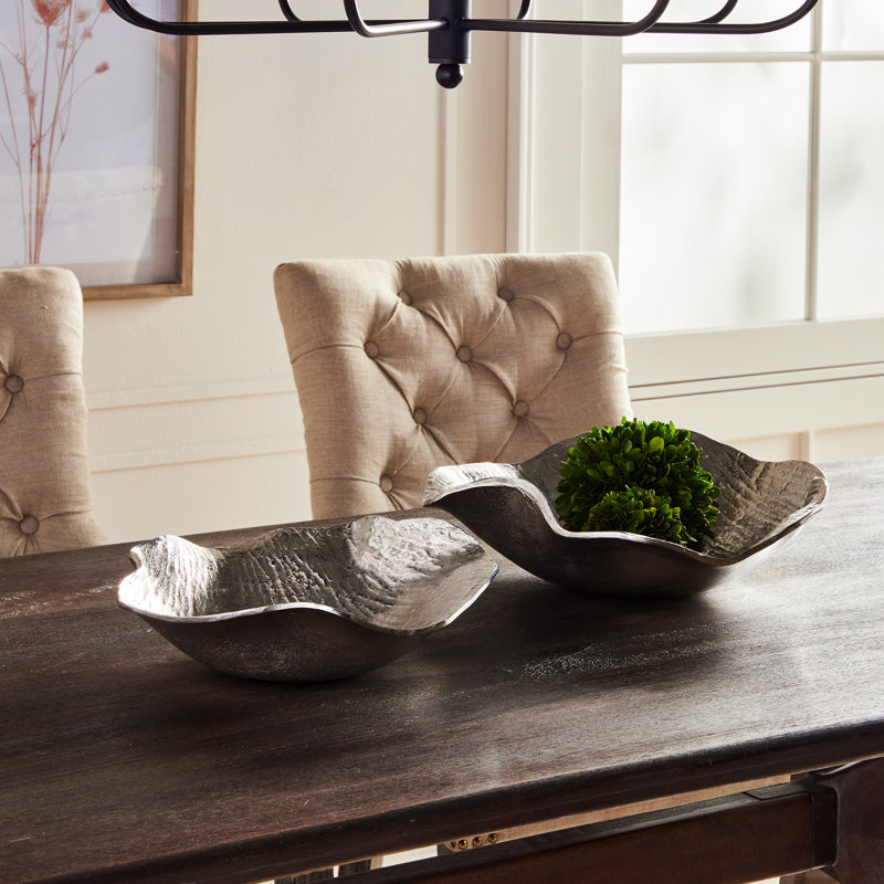 Aluminum Decorative Bowl Set, Silver