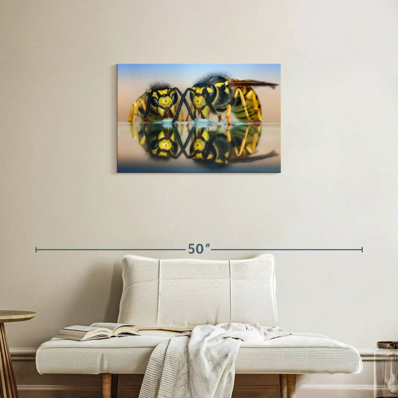 Brampt Two Wasps On Glass Table, 20" H x 30" W
