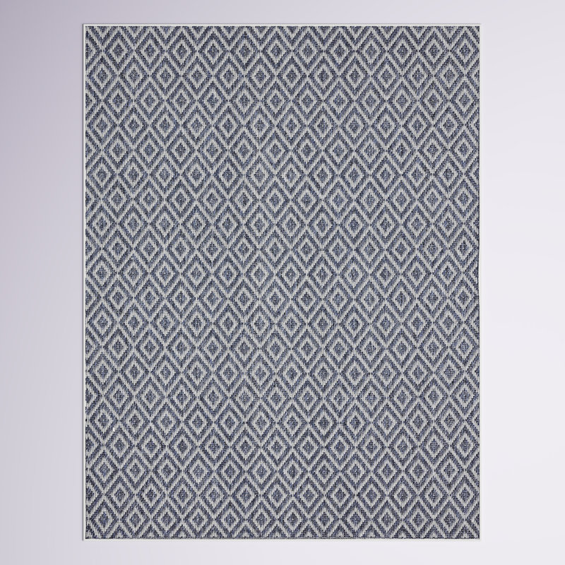 Tapis bleu marine à motif géométrique Katelin, Rectangle 6 pi 6 po x 9 pi 6 po