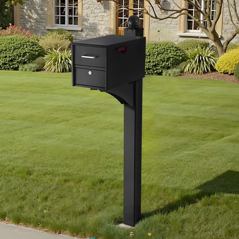 Mailbox Post In-Ground Aluminum Mailbox Post Kit with Plate 56x4x4in