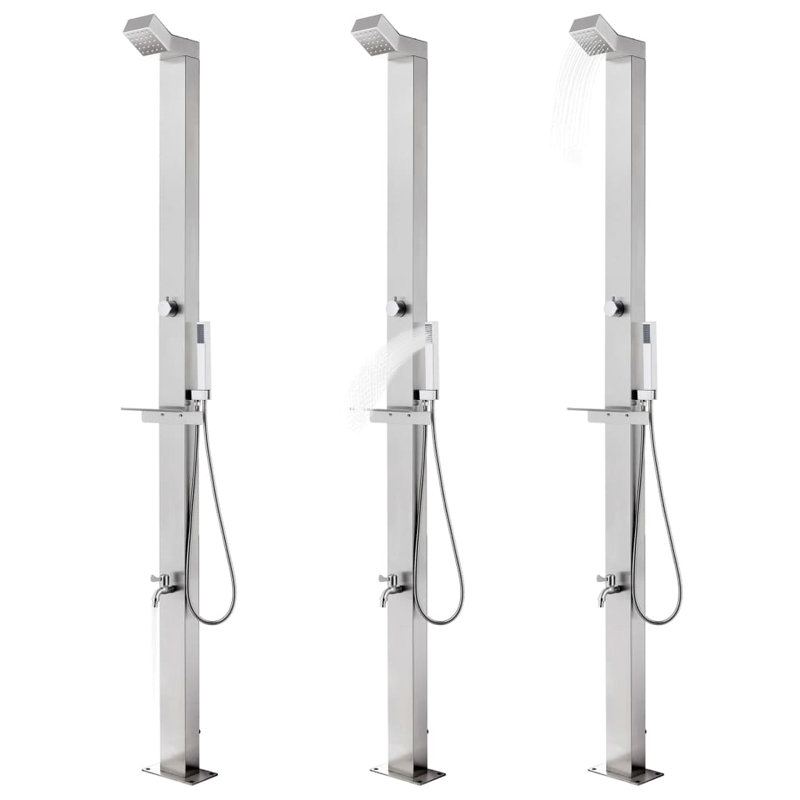 Kamps 225cm H Steel Freestanding Outdoor Shower and Footwash Spout, Brown