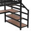 Lit plateforme simple en bois avec tablettes de rangement, tiroirs, station de charge et tête de lit tapissier, gris-1174181356-1174181359