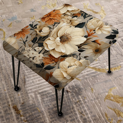 Boho Earthy Blooms Poppies Bloom IV - Floral Rectangle Ottoman