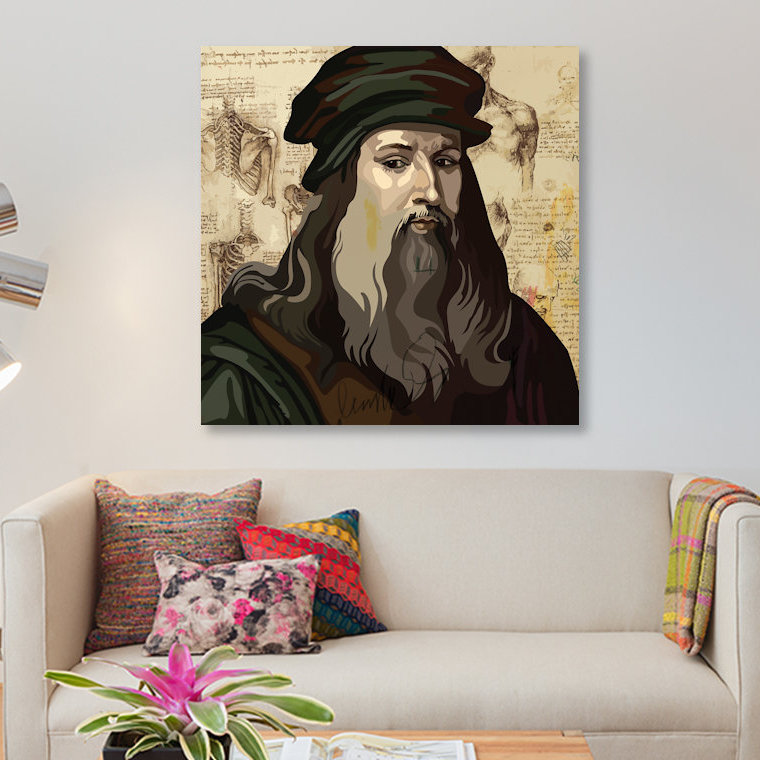 «Leonardo da Vinci», impression sur toile, H 12 po x l 12 po x P 0,75 po, Toile tendue, Pas de tapis
