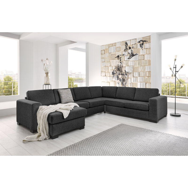 Demetria 5 Seater Large Sectional, Dark Grey