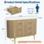 Commode 6 tiroirs 47,2 "cannelée, commode en bois moderne Mid-Century avec design incurvé et poignées dorées-1472592032