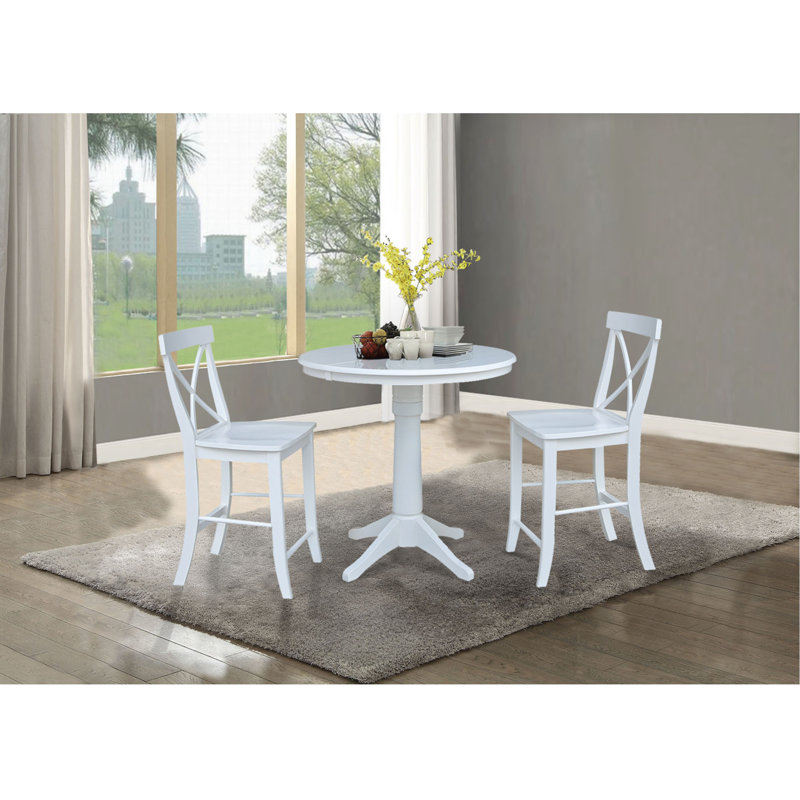 Chiani Counter Height Extendable Solid Wood Dining Set, 3, Black