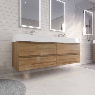 Babajide 72'' Wall-Mounted Double Bathroom Vanity Set -  Wade LoganÂ®, C39B5E4D09E148FBAF94A09E0C597ADE