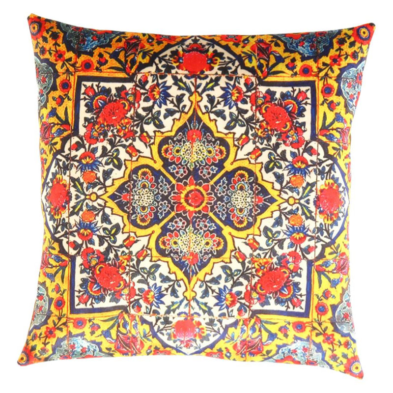Square Pillow Cover & Insert, 20" H x 20" W, Red/Brown