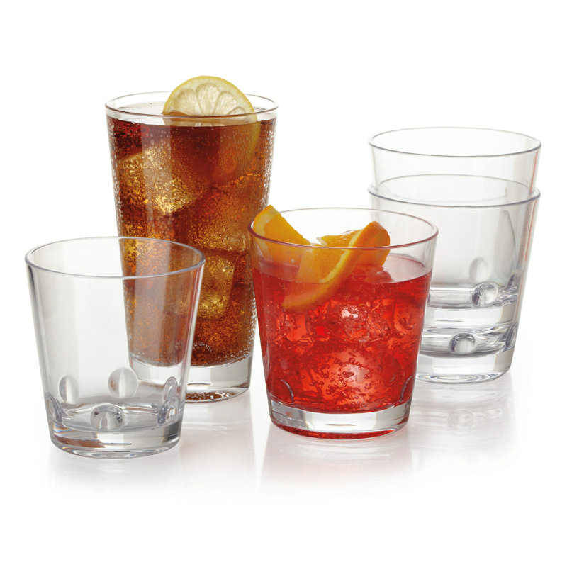 GET BPA-Free Stackable Plastic Old Fashioned Rocks Glass, Clear (Set of 12), 12 oz