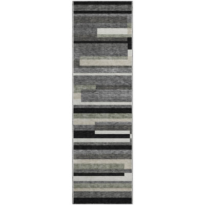 Premium Machine Washable Prisco Black Rug