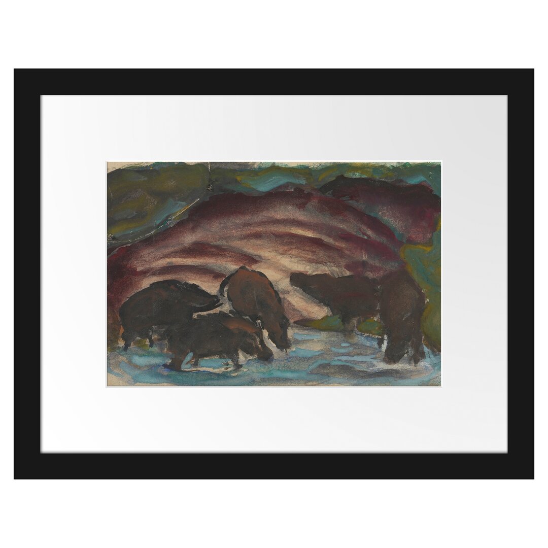 Gerahmtes Poster Wild Boars at the Water von Franz Marc