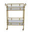 Chariot-bar à deux niveaux en aluminium antique et verre avec poignées à tablettes, parfait pour le divertissement à domicile