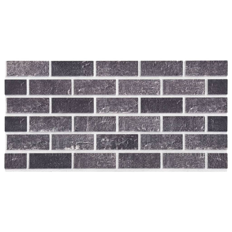 Black and Gray 3D Textured Brick Wall Panels, 39.4 x 19.7 in
