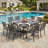 8-Seat Outdoor Patio Dining Table, Built-In Umbrella Hole & Weather-Resistant Anti-Fade Finish, Rust-Proof Reinforced Frame, Fits Porch, Backyard Lawn