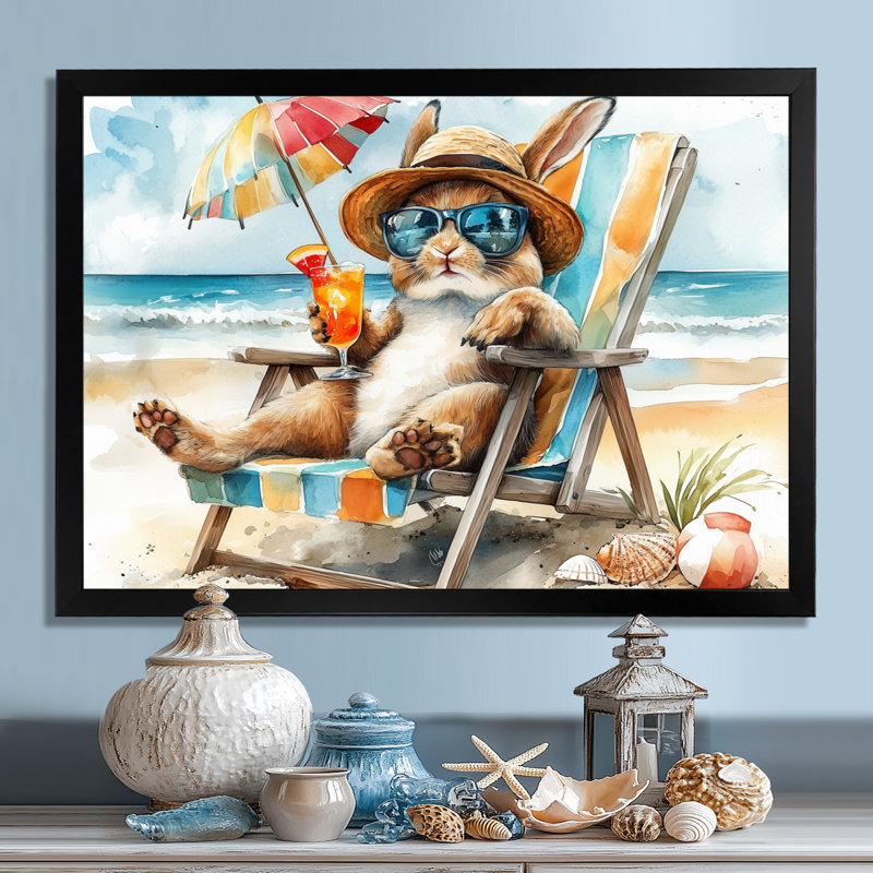 Sayler - art mural animaux côtiers, H 30 po x l 40 po x P 1,5 po, Toile encadrée noire simple