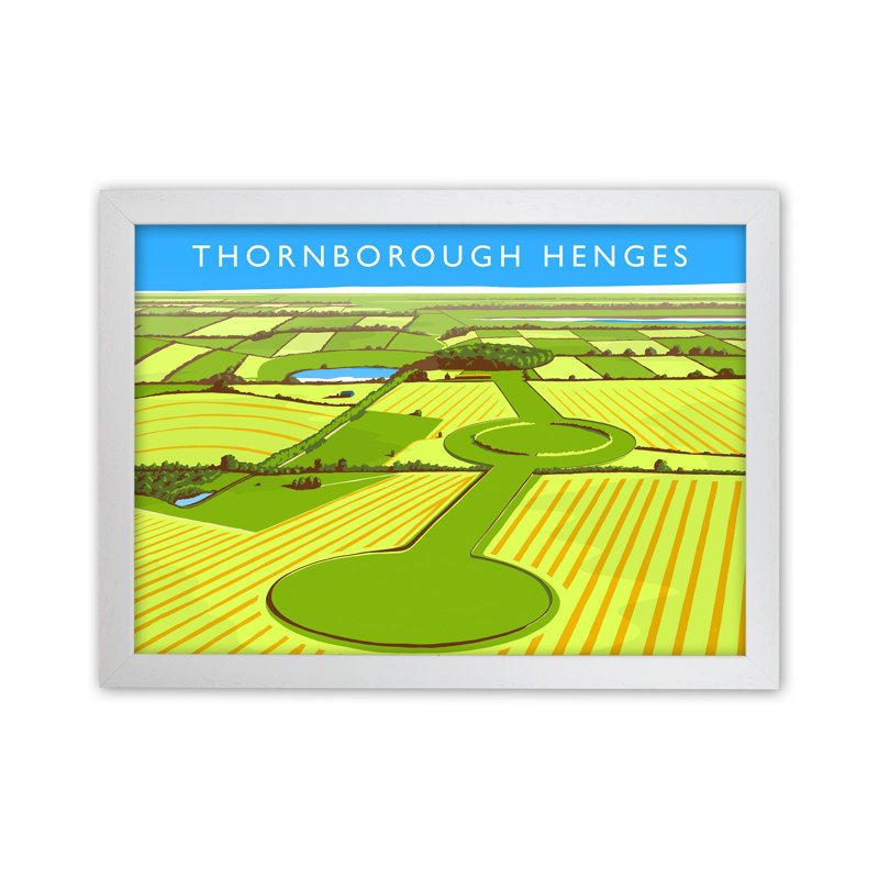 Thornborough Henges by Richard O'Neill - Print, 64cm H x 88cm W x 3cm D, White Framed