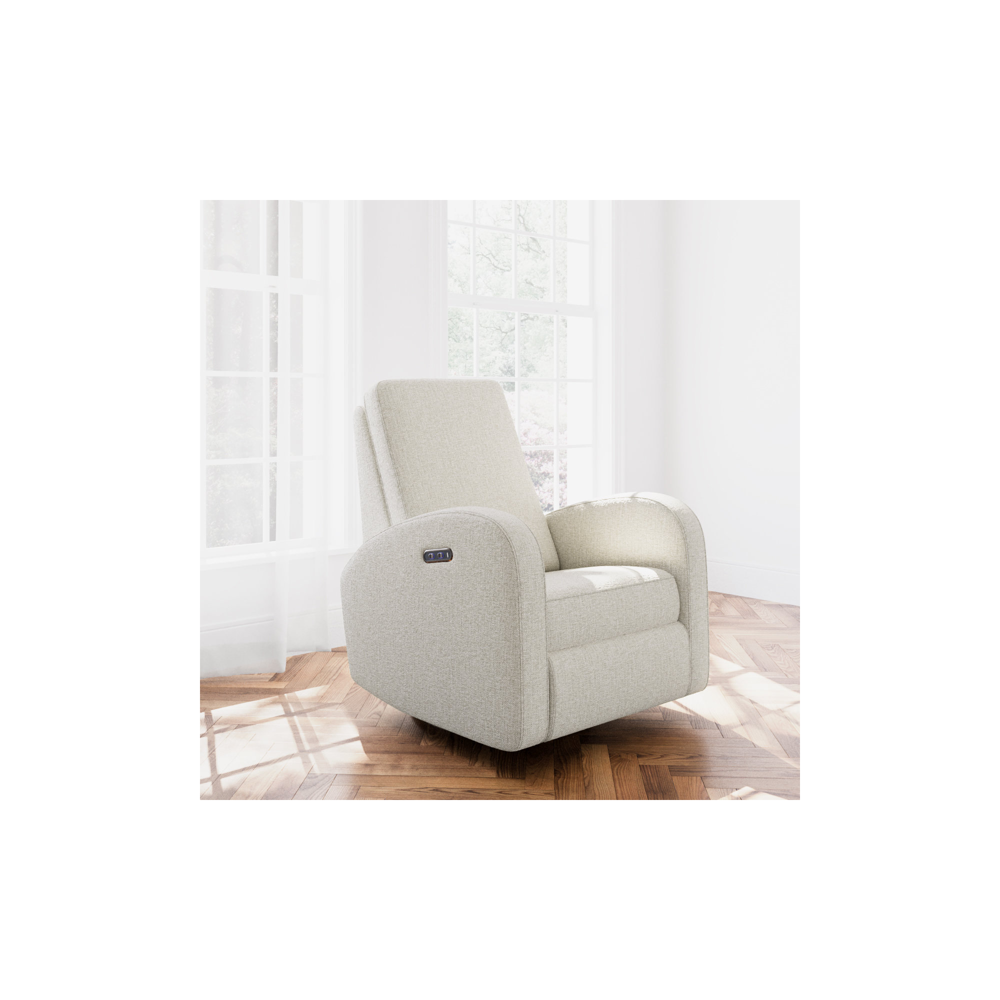 Santa Monica Power Recliner Swivel Glider with USB, Dune Basketweave