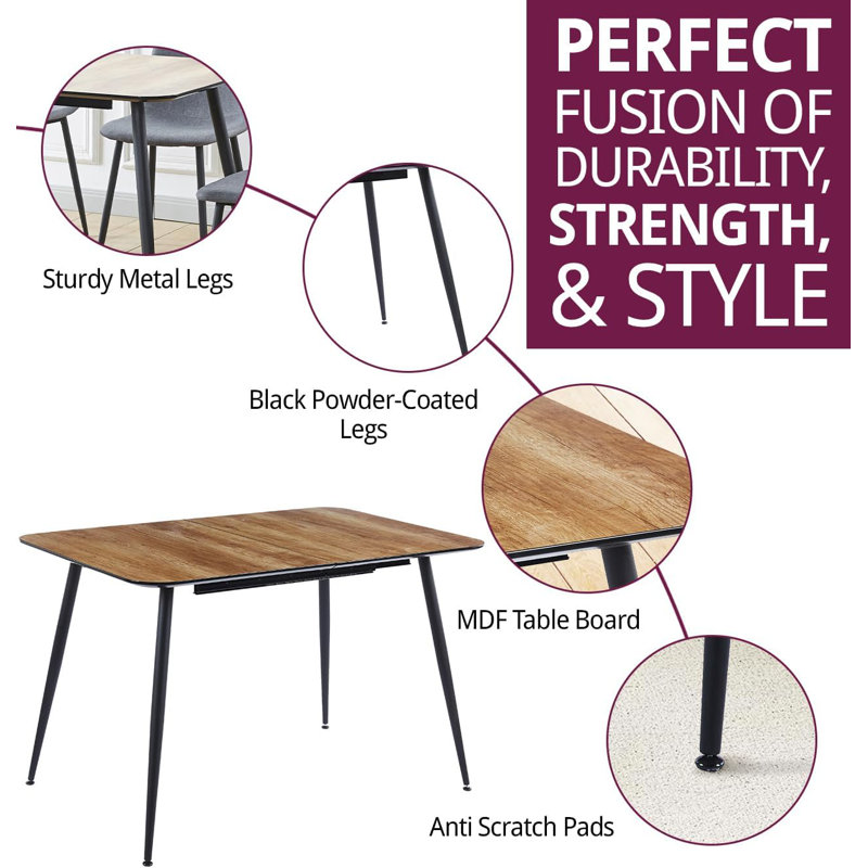 Antigua Extendable Metal Base Dining Table