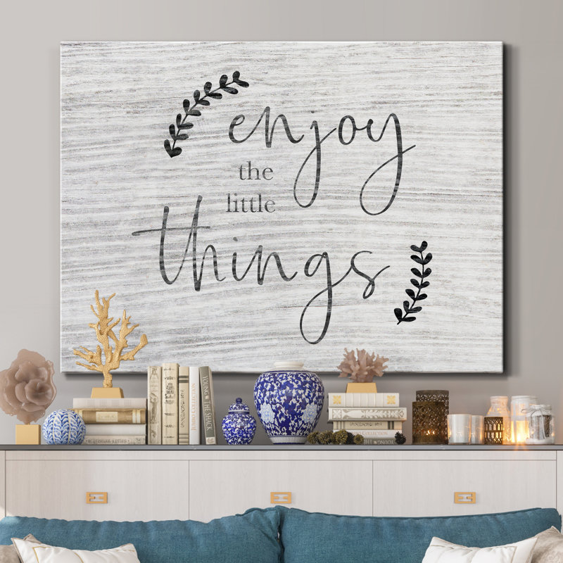Enjoy The Little Things-impression d’art textuel sur toile tendue, H 20 po x l 16 po x P 1 po