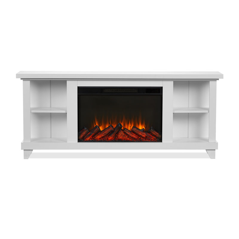 Penrose 58" TV Stand with Slim Electric Fireplace by Real Flame, White