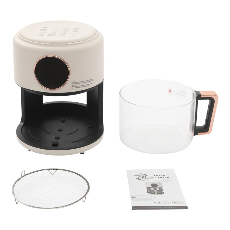 4.4Qt Visible Air Fryer with Glass Pot, 1200W Touchscreen Air Fryer Oven, 8-in-1 Countertop Convection Cooker with Rapid Heat, Non-stick & Dishwasher Safe