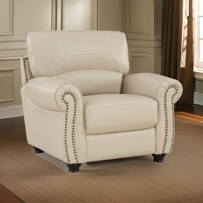 Fauteuil en cuir véritable de 42,5 po Adenn