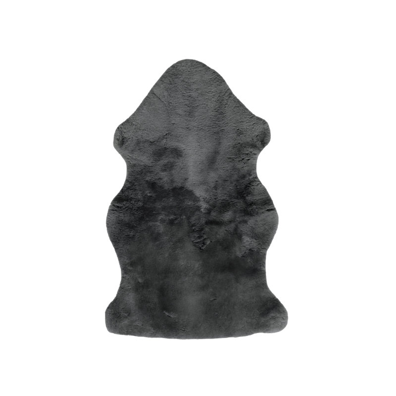 Jeté en fausse fourrure unie gris anthracite, L 36 po x l 24 po