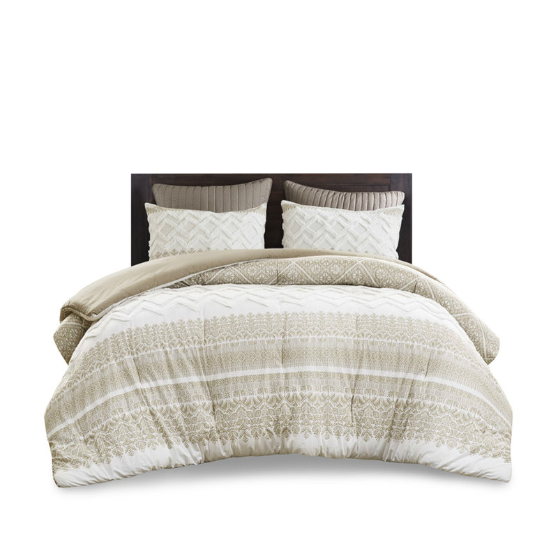 Édredon en coton. Conception en chenille capitonnée. Imprimé taupe. Rembourrage. 2 taies décoratives. . Literie chaude et confortable avec chenille. Taies décoratives incluses. Option confortable