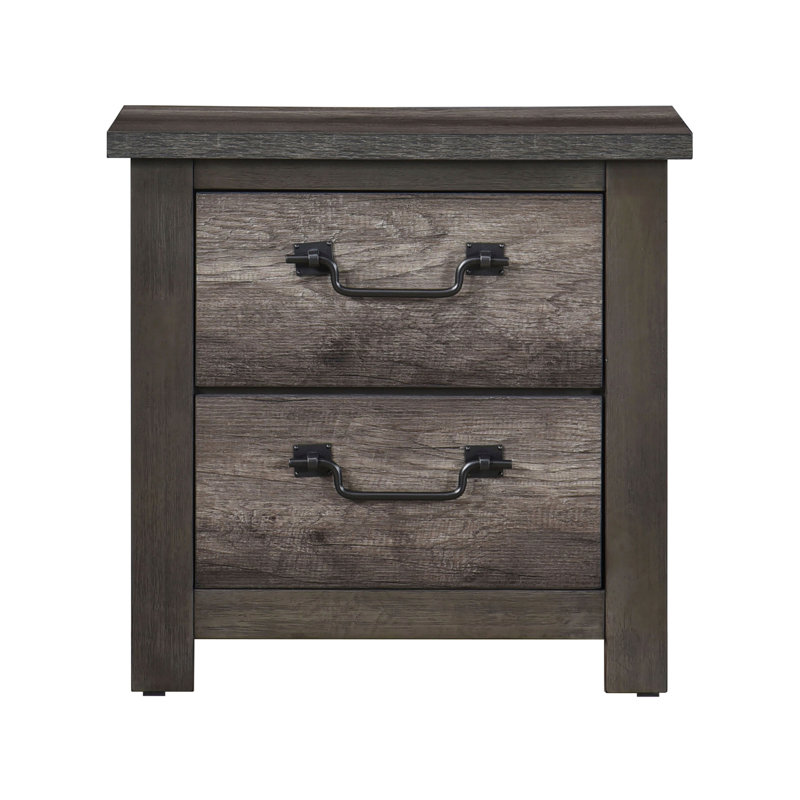 Table de chevet pour chambre à coucher avec 2 tiroirs gris