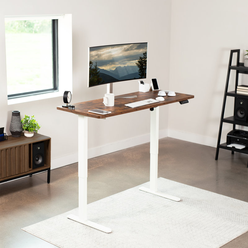 Luxe Electric White 60" Adjustable Standing Desk with Memory Presets