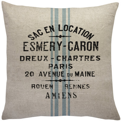 French Grain Sack Square Linen Throw Pillow