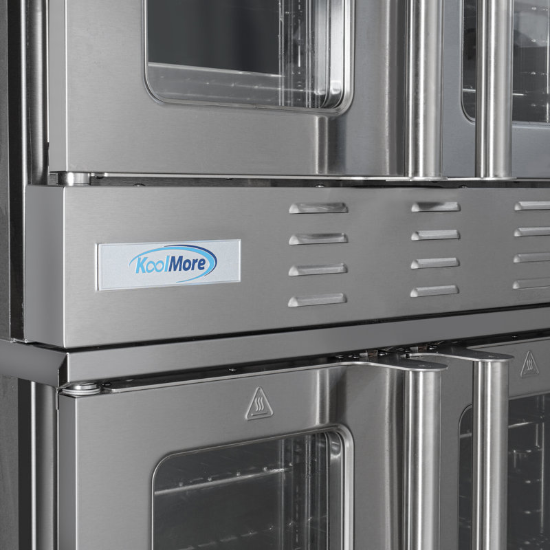 38 in. Double Commercial Natural Gas Convection Oven with Stacking Kit and Casters (KM-DCCO54-NGC)