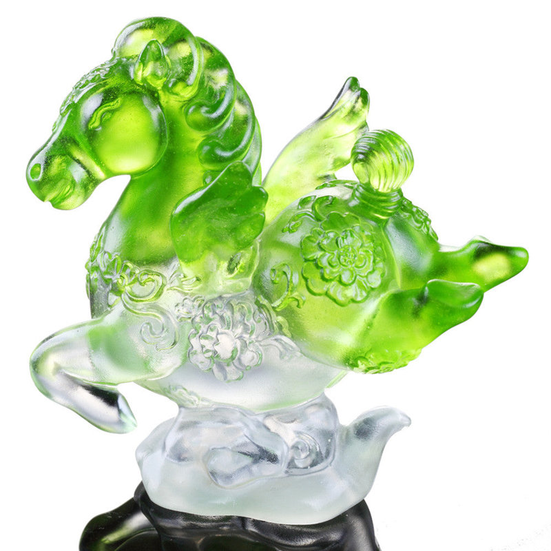 Crystal Horse Sculpture, Lime Green