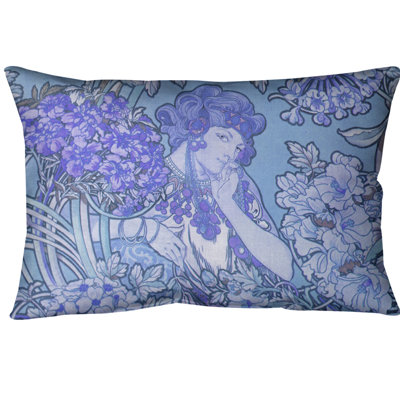Alphonse Mucha Leather/Suede Reversible Throw Pillow