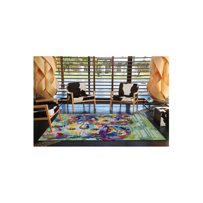 Panda Themed Pastel Pattern Decorative Woven Base Machine Washable Rug