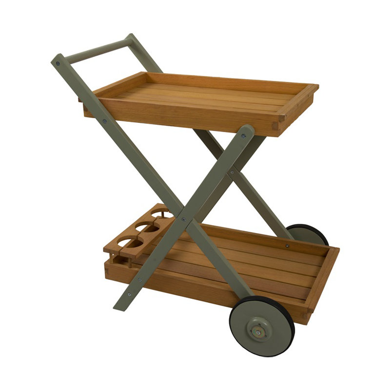 Osier Solid Wood Bar Cart, Teak