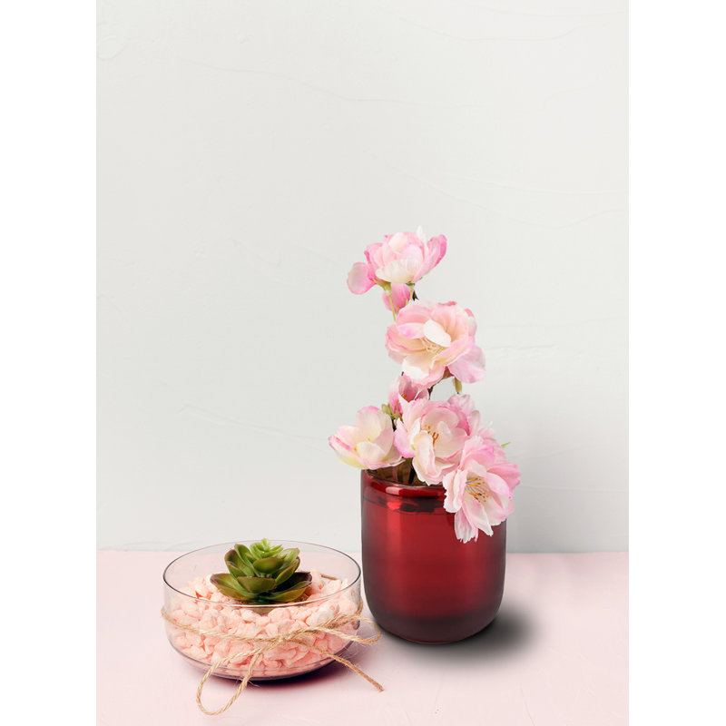 Porte-bougie murale en verre Mercury, H 3,5 po x l 3,25 po x P 3,25 po, Rouge