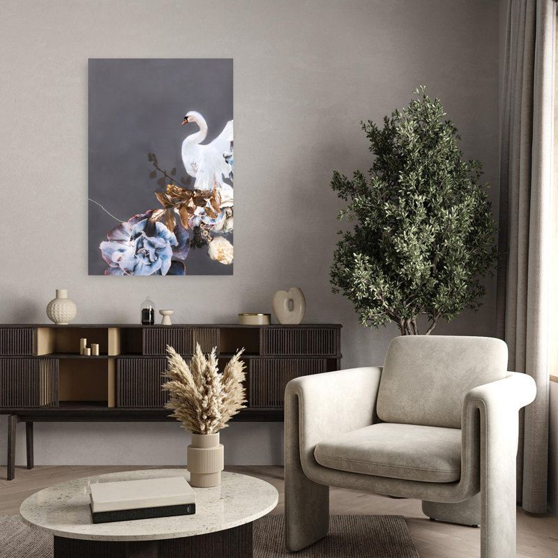 Art urbain contemporain Swan Gold 2, H 36 po x l 24 po