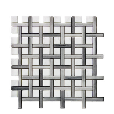 0.38" x 1.38" Natural Stone Basketweave Mosaic Tile