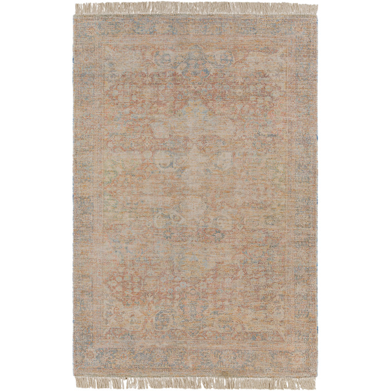 Tapis orange tissé à la main Jones Jones, Rectangle 5 pi x 7 pi 6 po