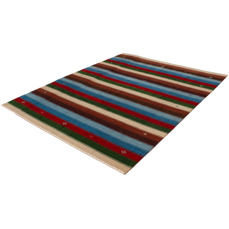 Tapis de bois one-of-kind-noué la 2010 gabbeh rouge/brun/bleu 9 pi 2 po x 11 pi en laine de 10 po Regitze