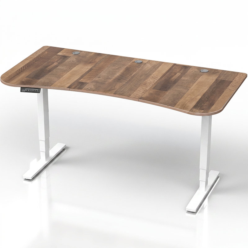 Bureau debout électrique 63 po x 32 po Vivo, Bois recyclé, Blanc