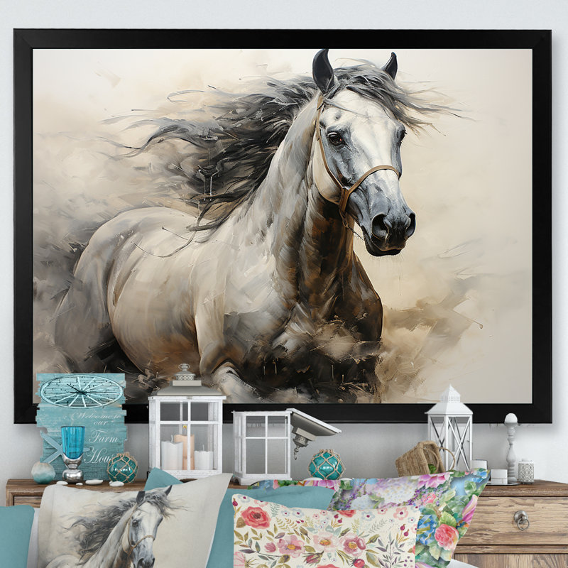 Hooves in Harmony Horse I - cheval, art mural, H 34 po x l 44 po x P 1,5 po, Cadre simple noir