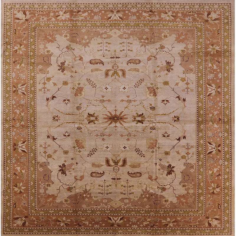Tapis oriental brun brun, Carré 6 pi